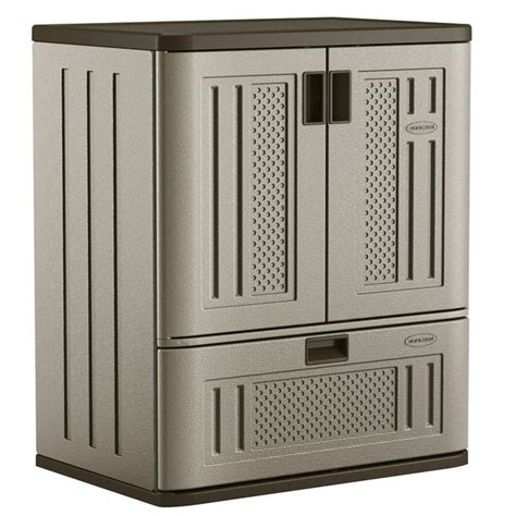 Suncast Single Drawer Resin Base Storage Cabinet Platinum Metallic