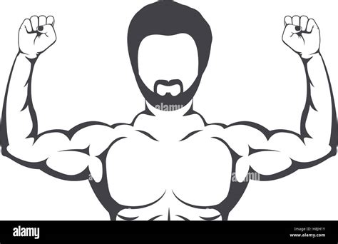 Contour Half Body Muscle Man Vector Illustration Stock Vector Image