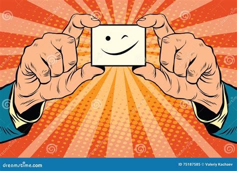 Wink Smiley Face In Hands Cartoon Vector 75187585