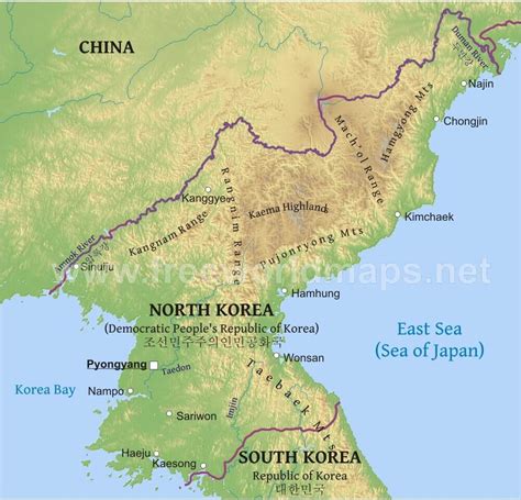 Korea Physical Map