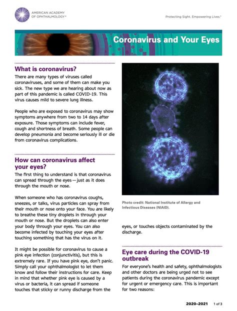 Aao Coronavirus And Your Eyes Eye Health Northwest