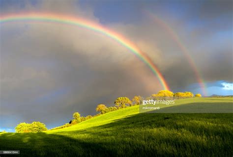Double Rainbow Landscape In Beautiful Irish Landscape