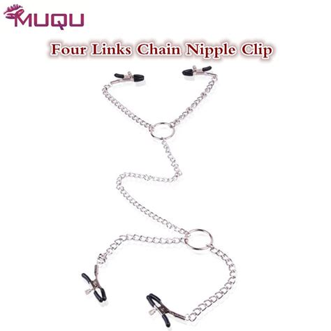 bdsm sex nipple clamps four links long chain sex toys for gay metal nipple sucker sex toys for