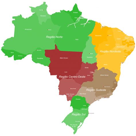 Mapa Político Do Brasil Com Estados Capitais E Principais Cidades