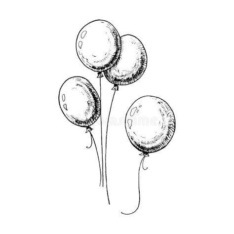 Balloons Sketch Hand Drawn Balloons Isolated On White Background