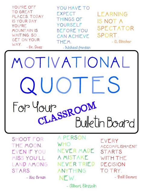 Motivational Quotes Bulletin Board Freebie Teaching Quotes