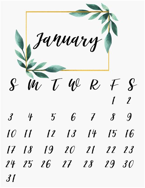 Floral January 2021 Calendar Design Free Printable Calendar Monthly
