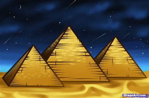 How To Draw The Pyramids Of Giza Pyramids Of Giza Step By Step