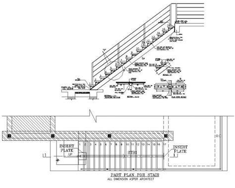 Stair Plan Detail 2d View Cad Construction Layout File In Autocad