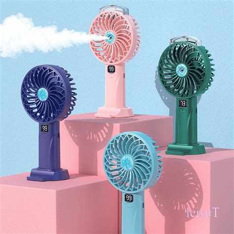 Leisuq Handfan Portable Handheld Misting Fan Rechargeable Personal Mister Fan With Colorful