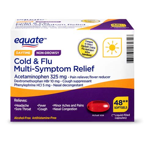 Equate Daytime Non Drowsy Cold And Flu Multi Symptom Relief Softgels 48