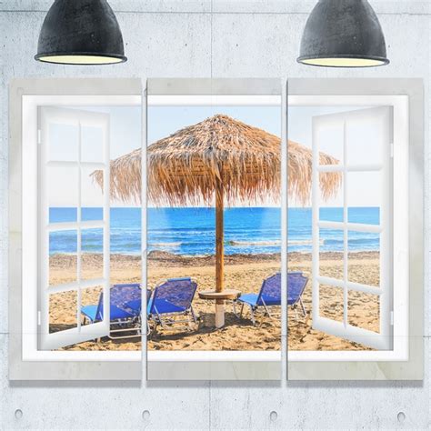 Shop Designart Window Open To Beach Hut With Chairs Extra Large