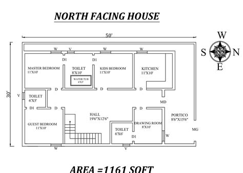 50x30 Splendid 3bhk North Facing House Plan As Per Vasthu Shastra