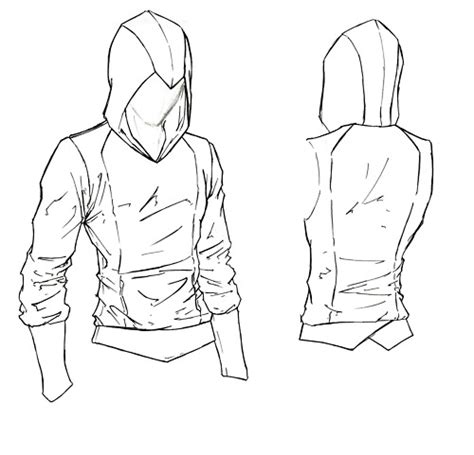 Outline Model Anime Girl In Hoodie Drawing E0c
