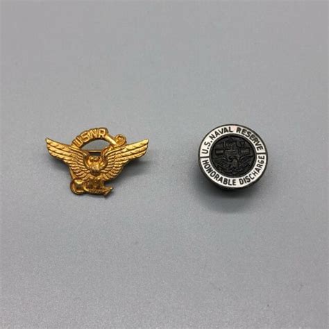 Ww2 Us Naval Reserve Honorable Discharge Lapel Pin Lot X2 Ster Pb And Nh