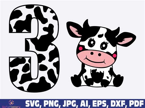 Cow Number Birthday Svg Birthday Cow Svg Cow Print Svg Etsy UK