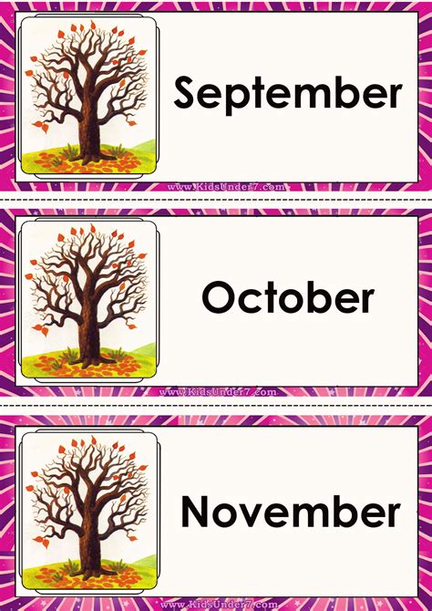 Printable Flash Cards Illustrating Months Of The Year