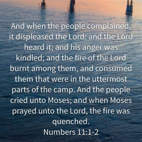 Numbers 111 2 And When The People Complained It Displeased The Lord