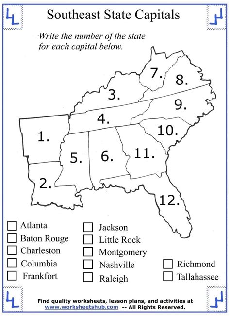4th Grade Social Studies Southeast State Capitals 01 | Social studies