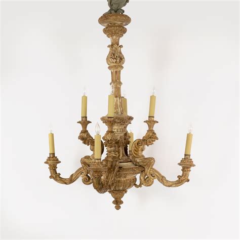 Antique Carved Wood Chandelier 8 Arms Italian Circa 1850 415 355 1690
