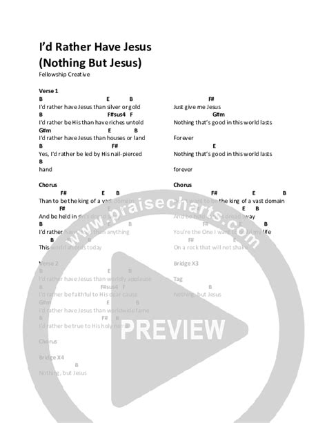 i d rather have jesus nothing but jesus live chords pdf fellowship creative praisecharts
