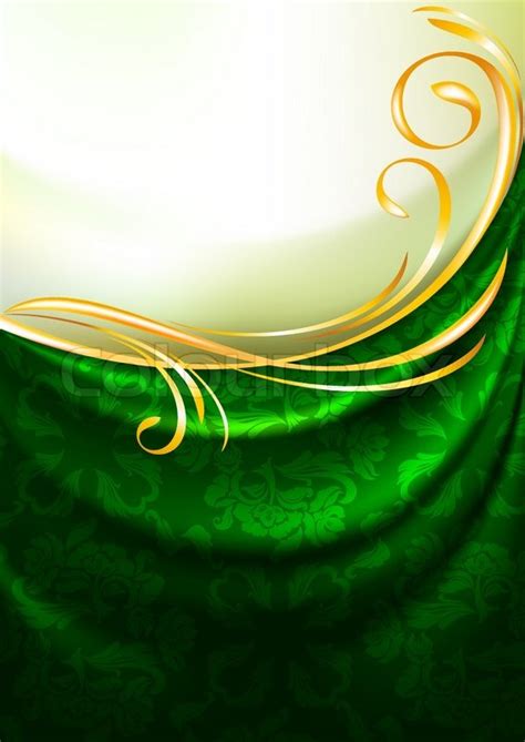 Green Fabric Drapes With Ornament Stock Vector Colourbox