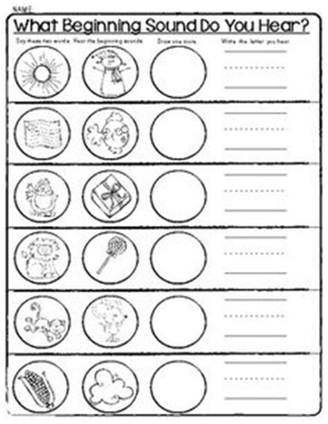 whats  sound kindergarten worksheets  kids  initial