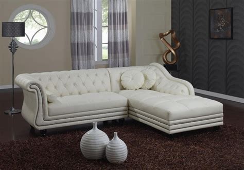 Sophro Tufted Leather Sectional Sofa Traditional - $1599 ... A white tufted leather sectional gives your home a modern feel.