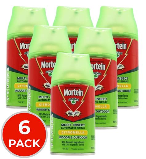 6 X Mortein Multi Insect Automatic Spray Refill Citronella Indoor And Outdoor 154g