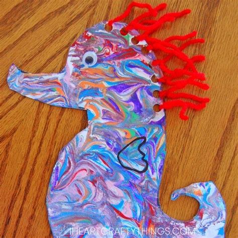 Seahorse Craft For Kids With Lacing Practice I Heart Crafty Things