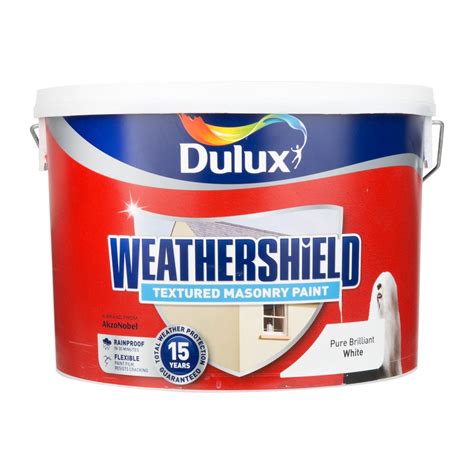 Dulux Weathershield Pure Brilliant White Textured Masonry Paint 10l