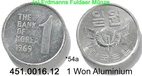 1 myr = 4.88 mxn. 1 Won 1969 Korea South Südkorea . *54a KM4a v-unc Münzen