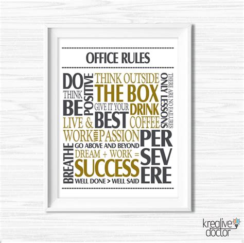 Office Wall Art Motivational Wall Decor Inspirational Quote Etsy