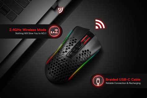 Redragon M808 Storm Pro Wireless Gaming Mouse Rgb Honeycomb Form