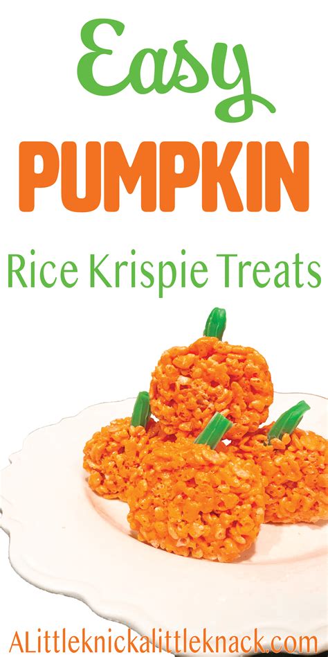 Easy Pumpkin Rice Krispie Treats A Little Knick A Little Knack