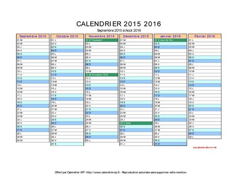 Calendrier Excel 2016 Par Mois Young Planneur