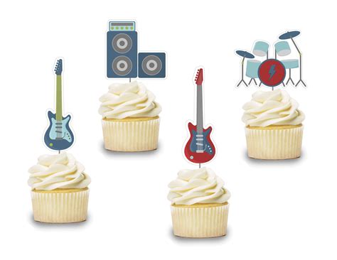Music Cupcake Toppers 12pcs Drum Cake Picks Music Birthday Etsy