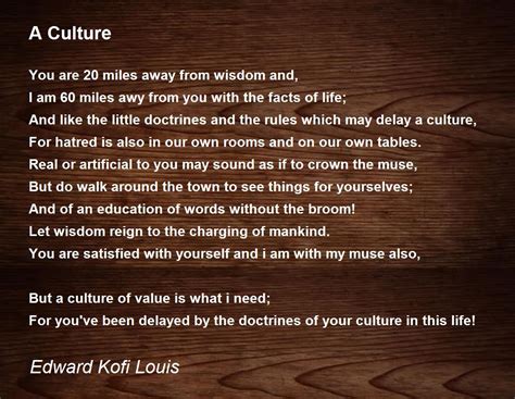 A Culture A Culture Poem By Edward Kofi Louis
