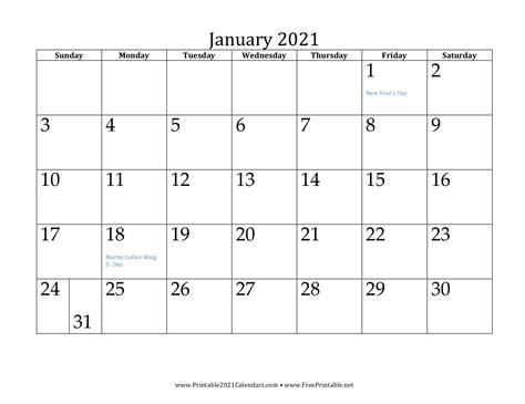 2021 Free Calendars To Print