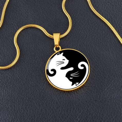 Yin Yang Cat Necklace Yin Yang Cat Pendant Necklace Black Etsy