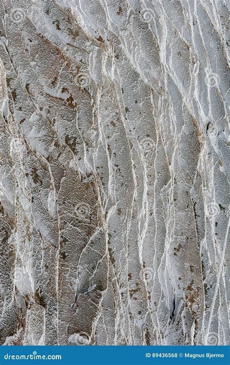 Surface Hoar Ice Crystals Formed On Rockface In Winter Stock Photo