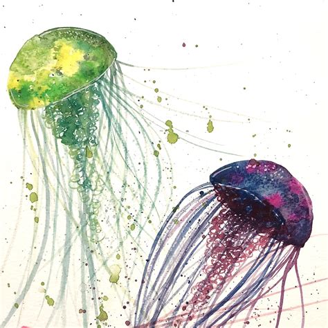 Watercolor Painting Jellyfish Domestika