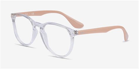 ray ban rb7046 round clear and pink beige frame glasses for women eyebuydirect canada
