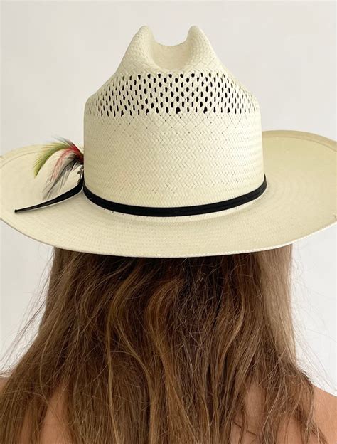 Stetson Shantung Cowboy Hat Panama Hat Colorful Feather Detail Jbs