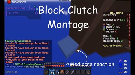 Bedwars Block Clutch Montage Hypixel Bedwars Youtube