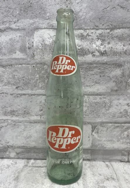 Vintage Dr Pepper Soda Pop 16 Oz 1 Pint Green Glass Empty Bottle 999