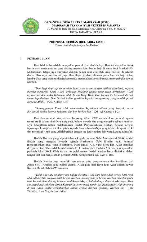 Contoh Proposal Hewan Qurban Idul Adha – Sketsa
