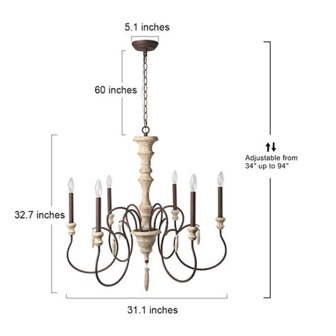 Lnc Lupus 6 Light Distressed Wood French Countrycottage Led Dry Rated