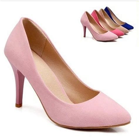 Ladies 35 Sexy Plain Pointed Toe Cover Heel Thin High Heel Flock Wedding Party Dress Shoes