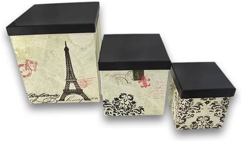 Paris Themed Nesting Storage Boxes Set Of 3 Uk Kitchen And Home